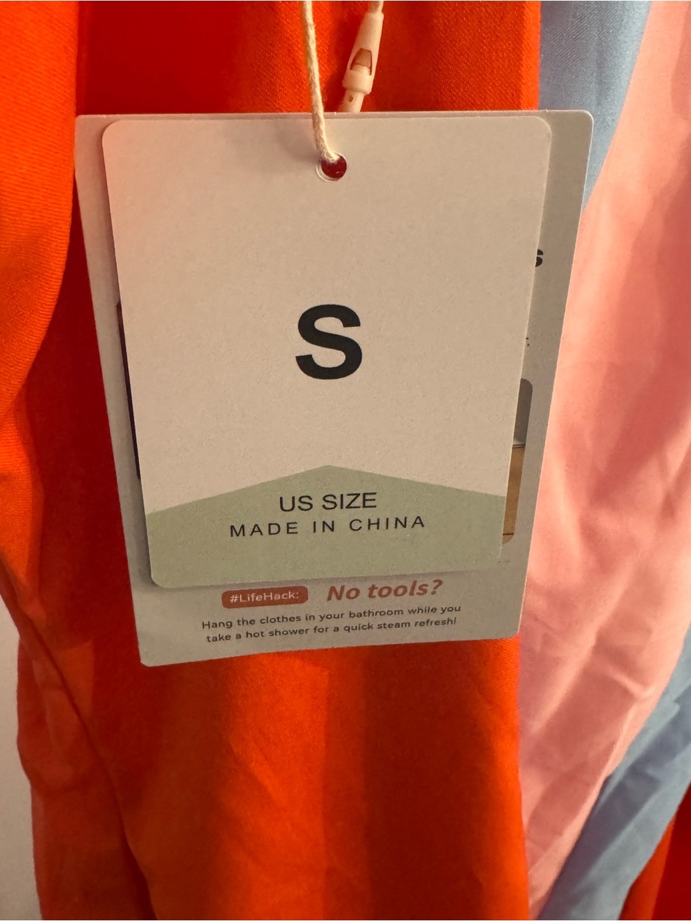 Amazon Orange Midi Dress with Pink and Light Blue Center Panels - Picture 2 of 2